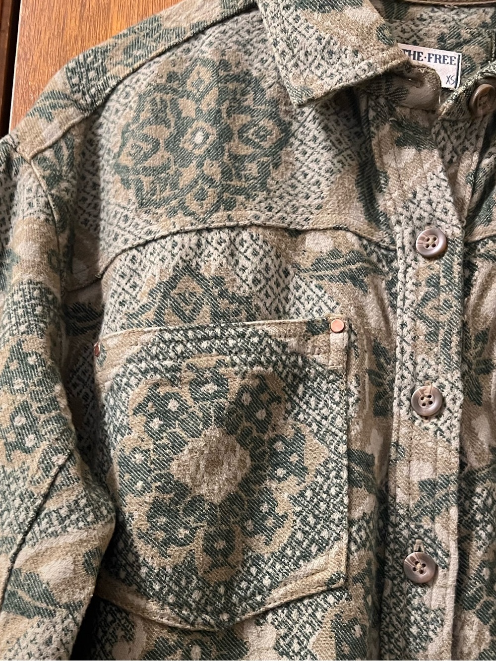 Free People We The Free Brick Lane Jacquard Maxi Shirt Jacket XS 90s Whimsigoth - Picture 9 of 13